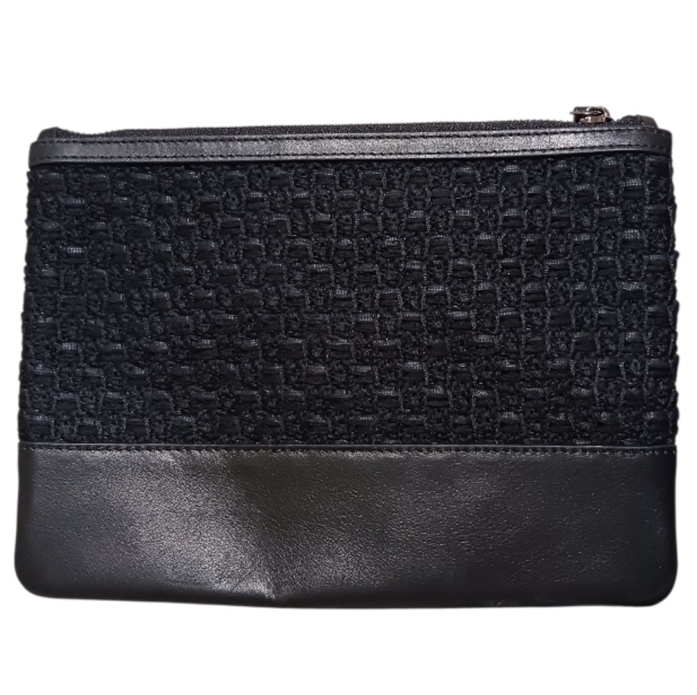 St. John Knits Wool Blend Leather Trim Clutch Flat Bag - Picture 3 of 8